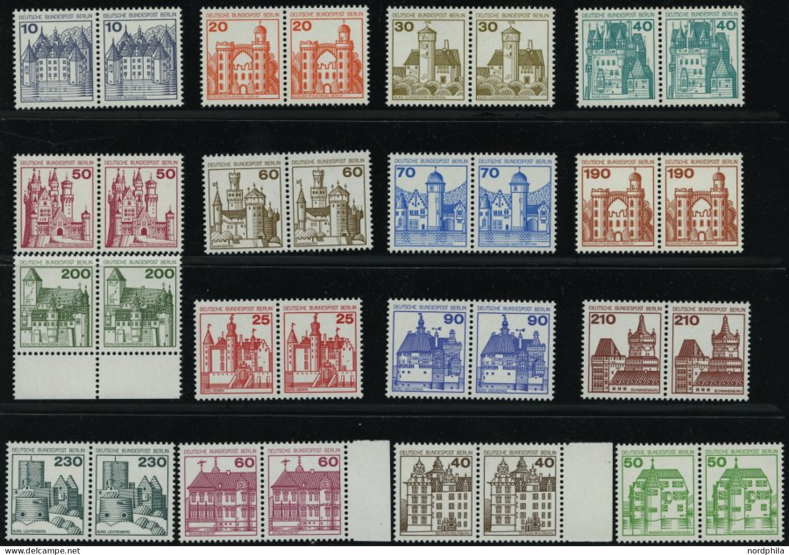 BERLIN A.532-615  Paar **, 1977-80, Burgen Und Schlösser, Komplett In Waagerechten Paaren, Pracht - Unused Stamps