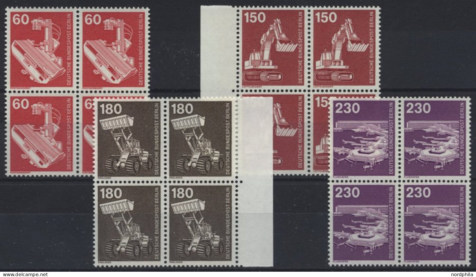 BERLIN 582-86 VB **, 1978, Industrie Und Technik In Viererblocks, Prachtsatz, Mi. 44.- - Unused Stamps
