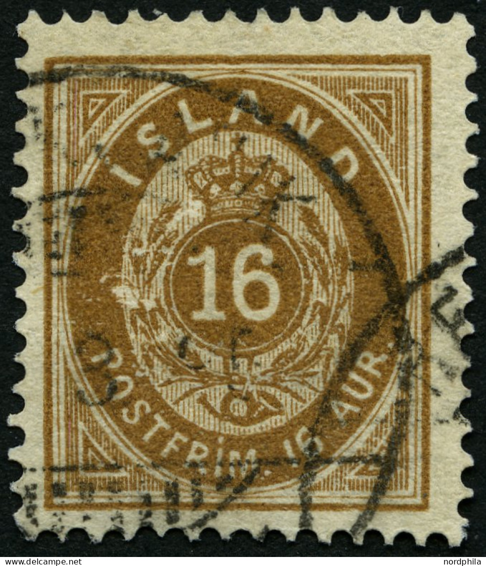 ISLAND 9A O, 1876, 16 A. Braun, Gezähnt 14:131/2, Pracht, Mi. 45.- - Otros & Sin Clasificación