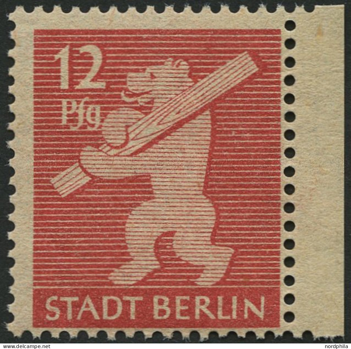BERLIN UND BRANDENBURG 5AAwax **, 1945, 12 Pf. Mittelkarminrot, Graurosa Papier, Glatte Gummierung, Pracht, Gepr. Zierer - Berlijn & Brandenburg