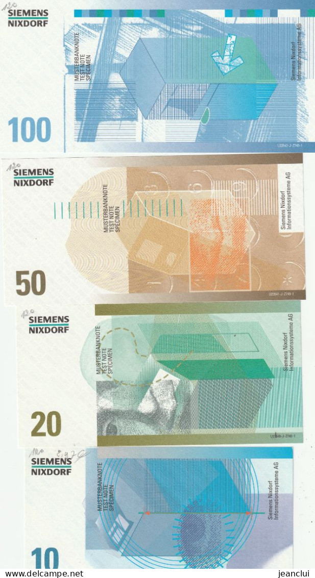 6 TESTNOTES FÜR BANKNOTENSPENDER . 10 & 20 & 50 & 100 & 200 & 500 Mark . SIEMENS NIXDORF INFORMATIONSSYSTEME AG - [17] Fakes & Specimens