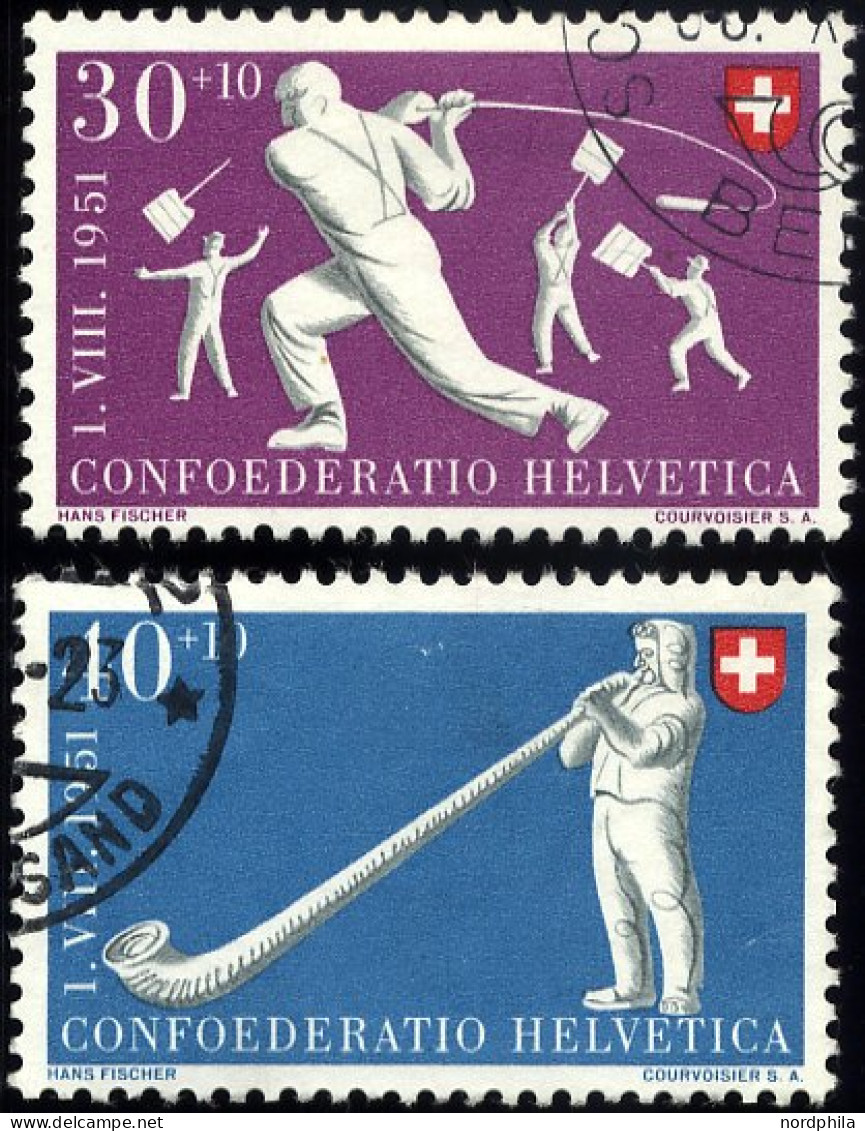 SCHWEIZ BUNDESPOST 558/9 O, 1951, 30 C. Und 40 C. Volksspiele, 2 Prachtwerte, Mi. 37.- - Used Stamps