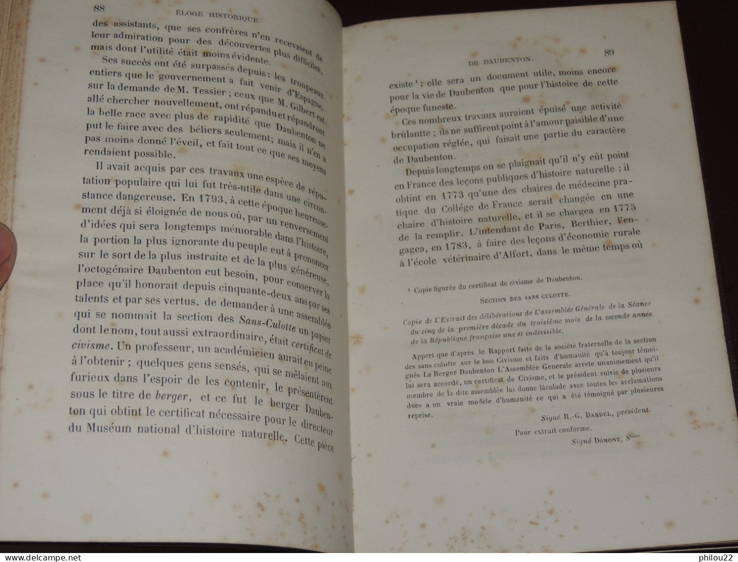 Georges CUVIER - Éloges Historiques. Daubenton, Adanson, Parmentier, Davy...  1874 - 1801-1900