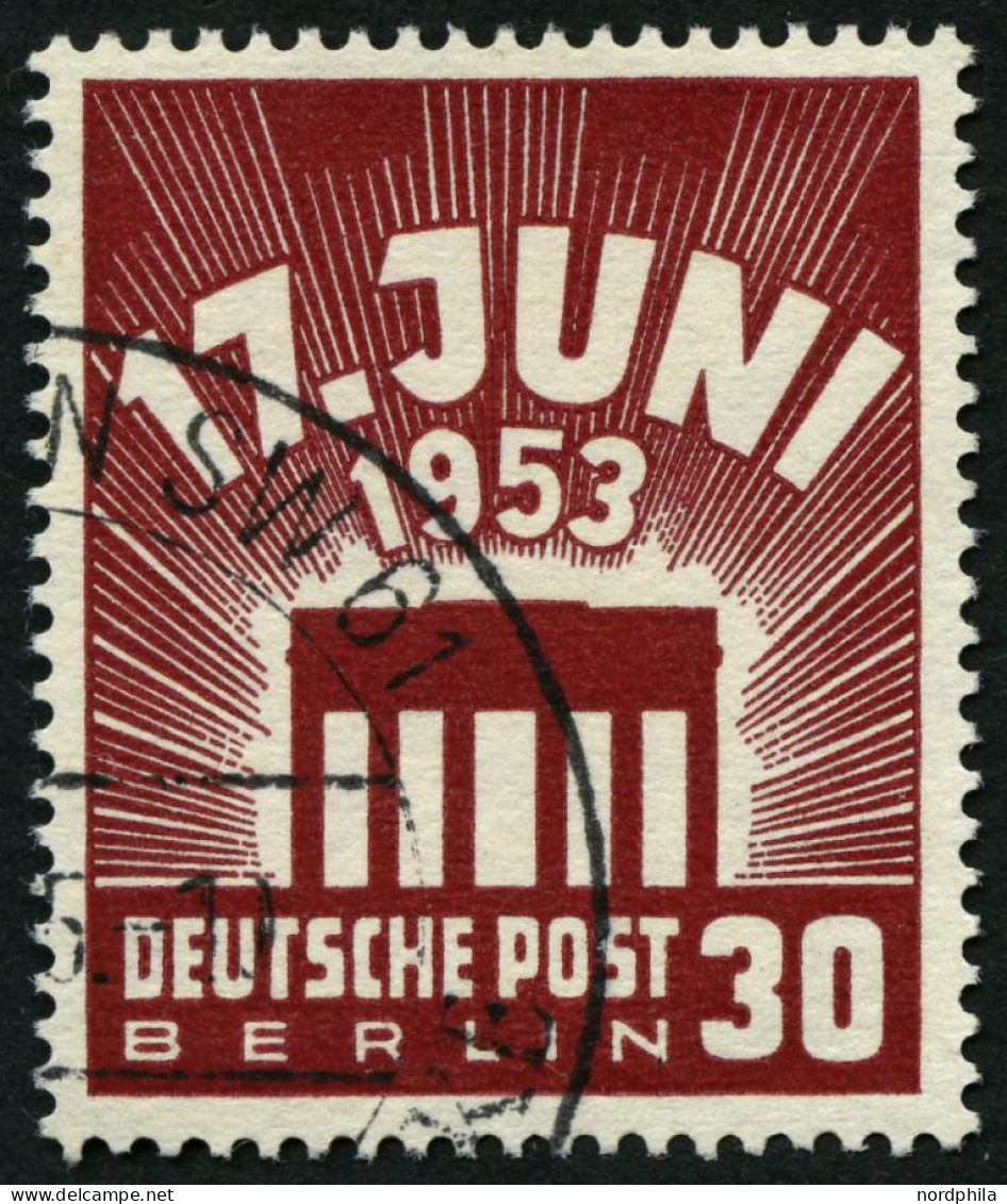 BERLIN 111 O, 1953, 30 Pf. 17. Juni, Pracht, Mi. 38.- - Oblitérés