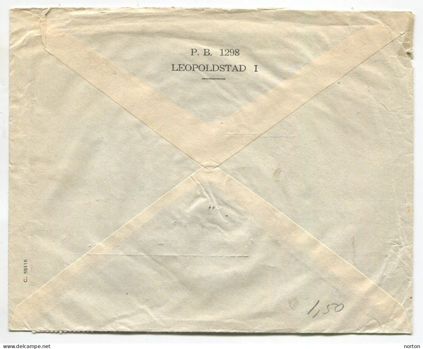 Congo Léopoldville 1 Oblit. Keach 12A1 Sur C.O.B. 292+328+334 Sur Lettre Recommandée Vers Les Pays-Bas Le 17/09/1955 - Storia Postale