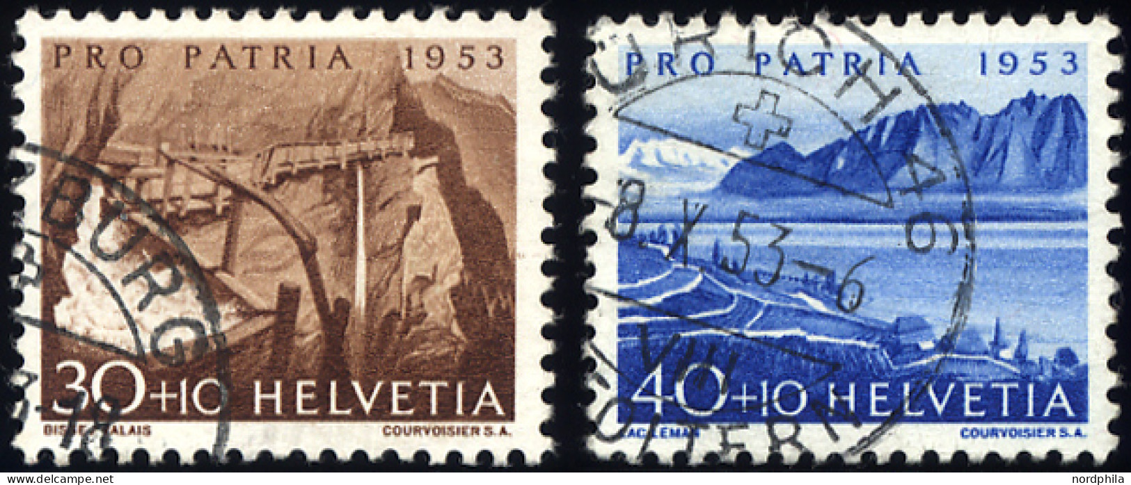 SCHWEIZ BUNDESPOST 583/4 O, 1953, 30 Und 40 C. Seen Und Wasserläufe, 2 Prachtwerte, Mi. 23.- - Used Stamps