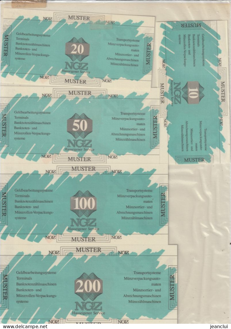 5 TESTNOTES FÜR BANKNOTENSPENDER . 10 & 20 & 50 & 100 & 200 & Mark . NGZ HAUSEIGENER SERVICE - [17] Vals & Specimens