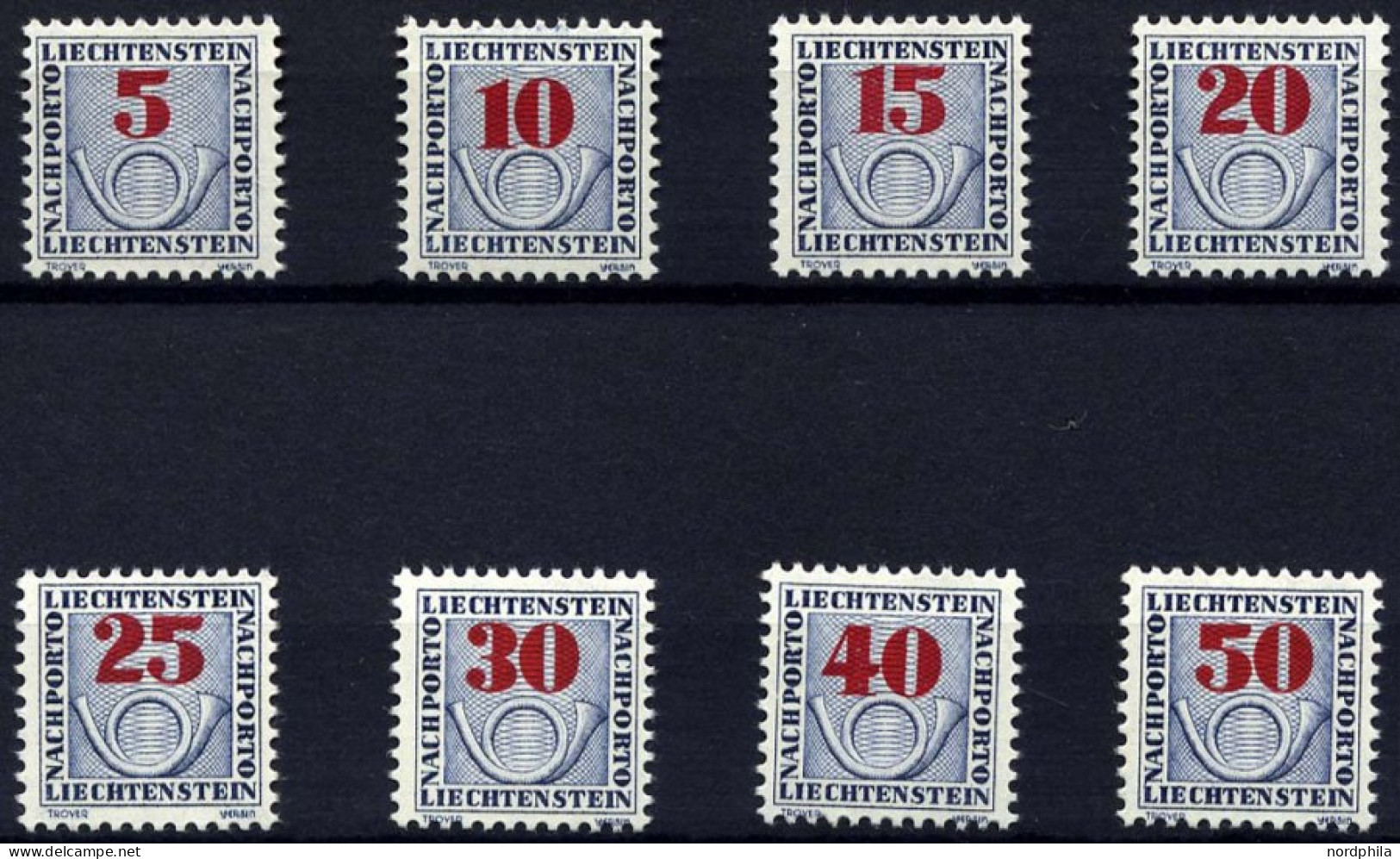 PORTOMARKEN P 21-28 **, 1940, Ziffer Mit Posthorn, Prachtsatz, Mi. 40.- - Taxe