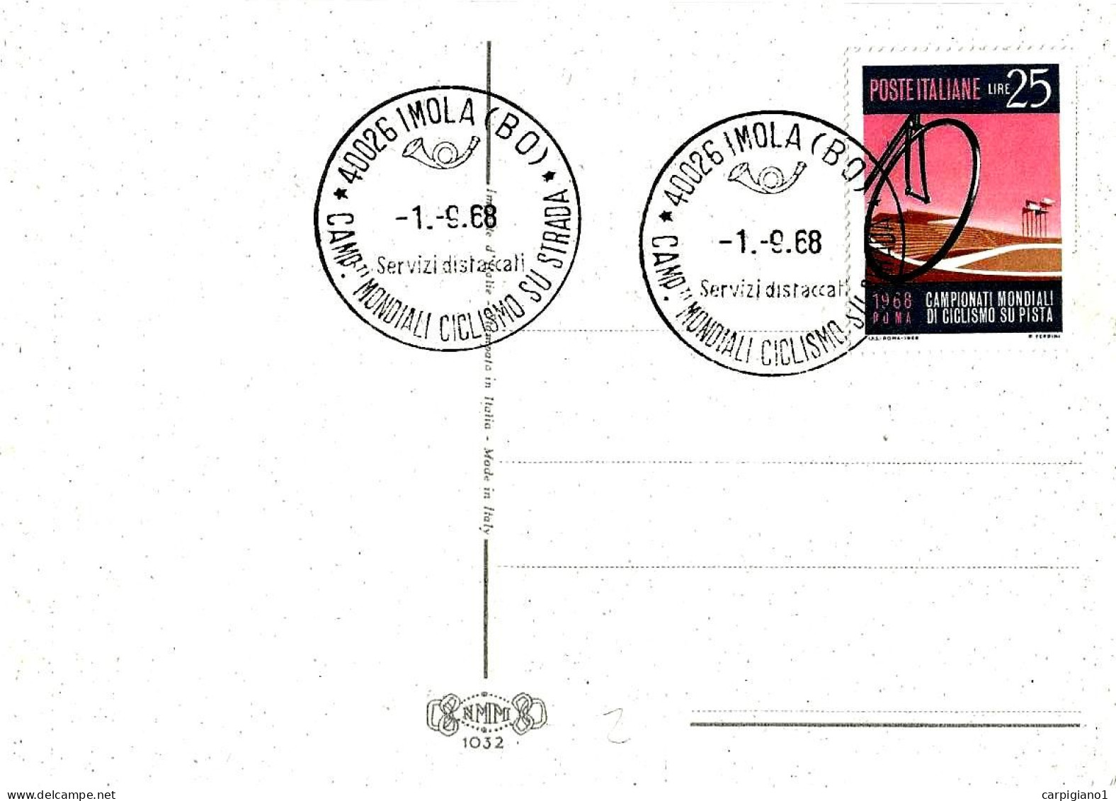 ITALIA ITALY - 1968 IMOLA (BO) Campionati Mondiali Ciclismo Su Strada Su Cartolina Illustrata T.Cremona - 9014 - 1961-70: Marcophilie