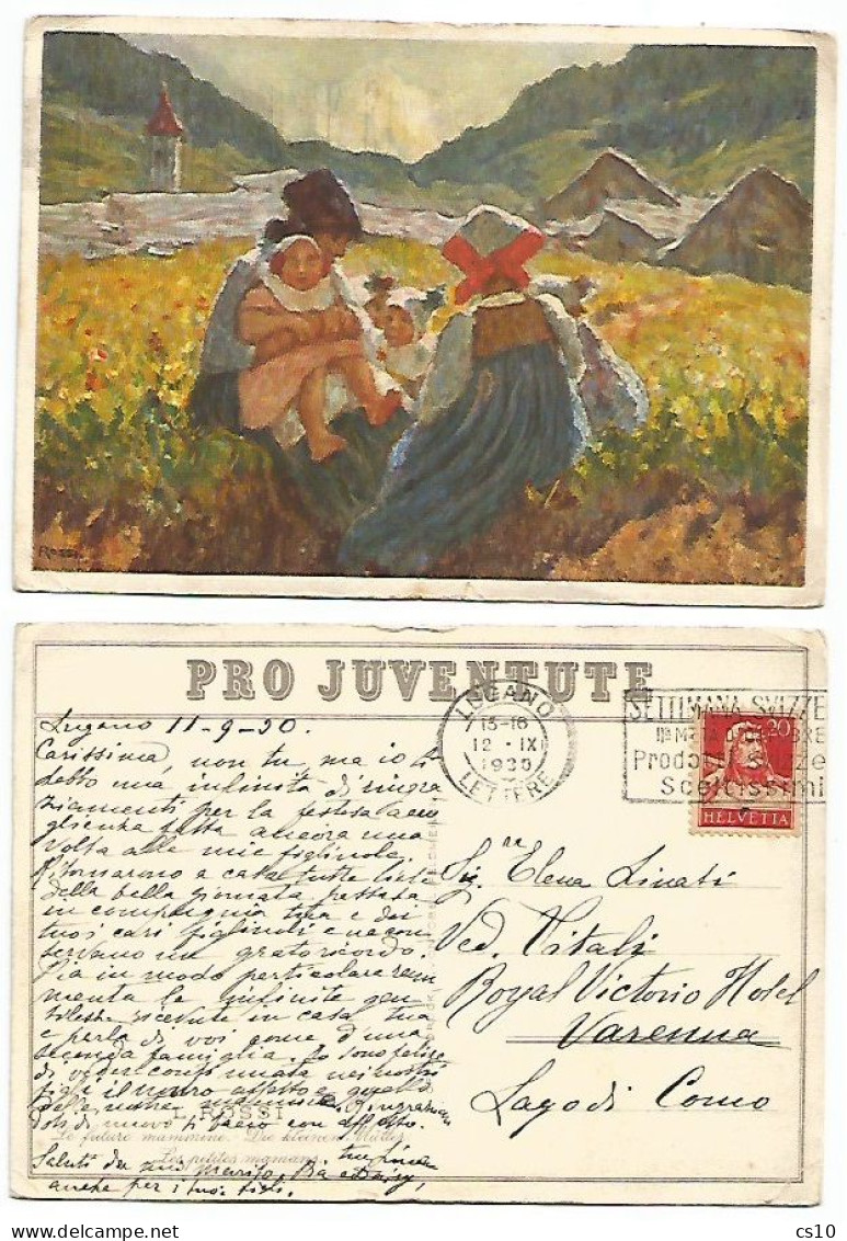 Suisse Pro Juventute Pcard "Die Kleinen Mutter" Used 12sep1930 To Italy With G.Tell C.20 - Poststempel