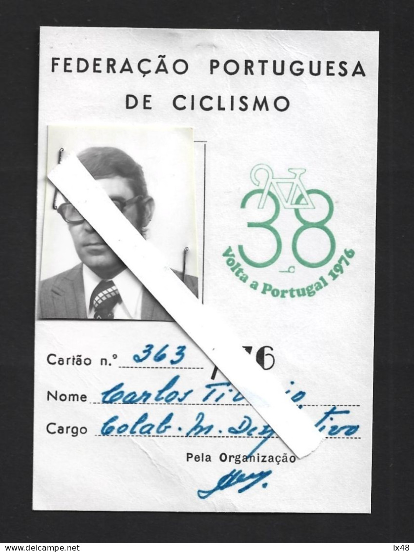 Card From The 38th Tour Of Portugal By Bicycle From 1976. Collaborator With The Portuguese Cycling Federation. - Motos & Bicicletas