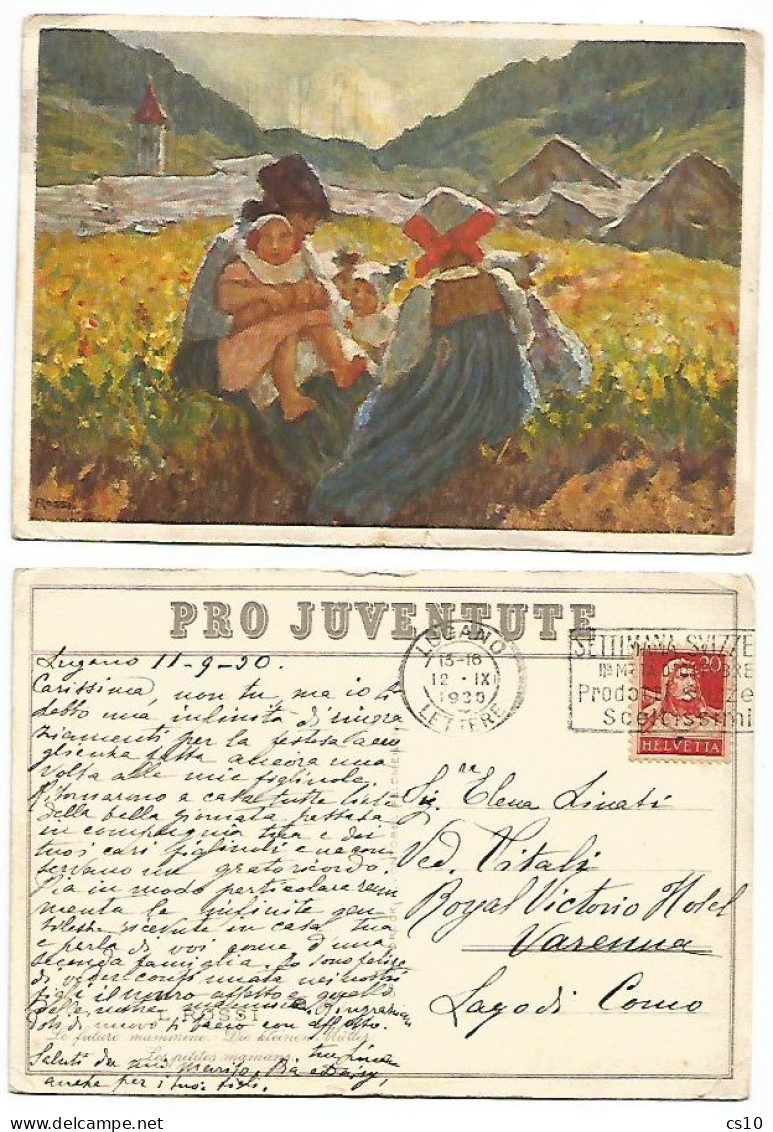 Suisse Pro Juventute Pcard "Die Kleinen Mutter" Used 12sep1930 To Italy With G.Tell C.20 - Covers & Documents