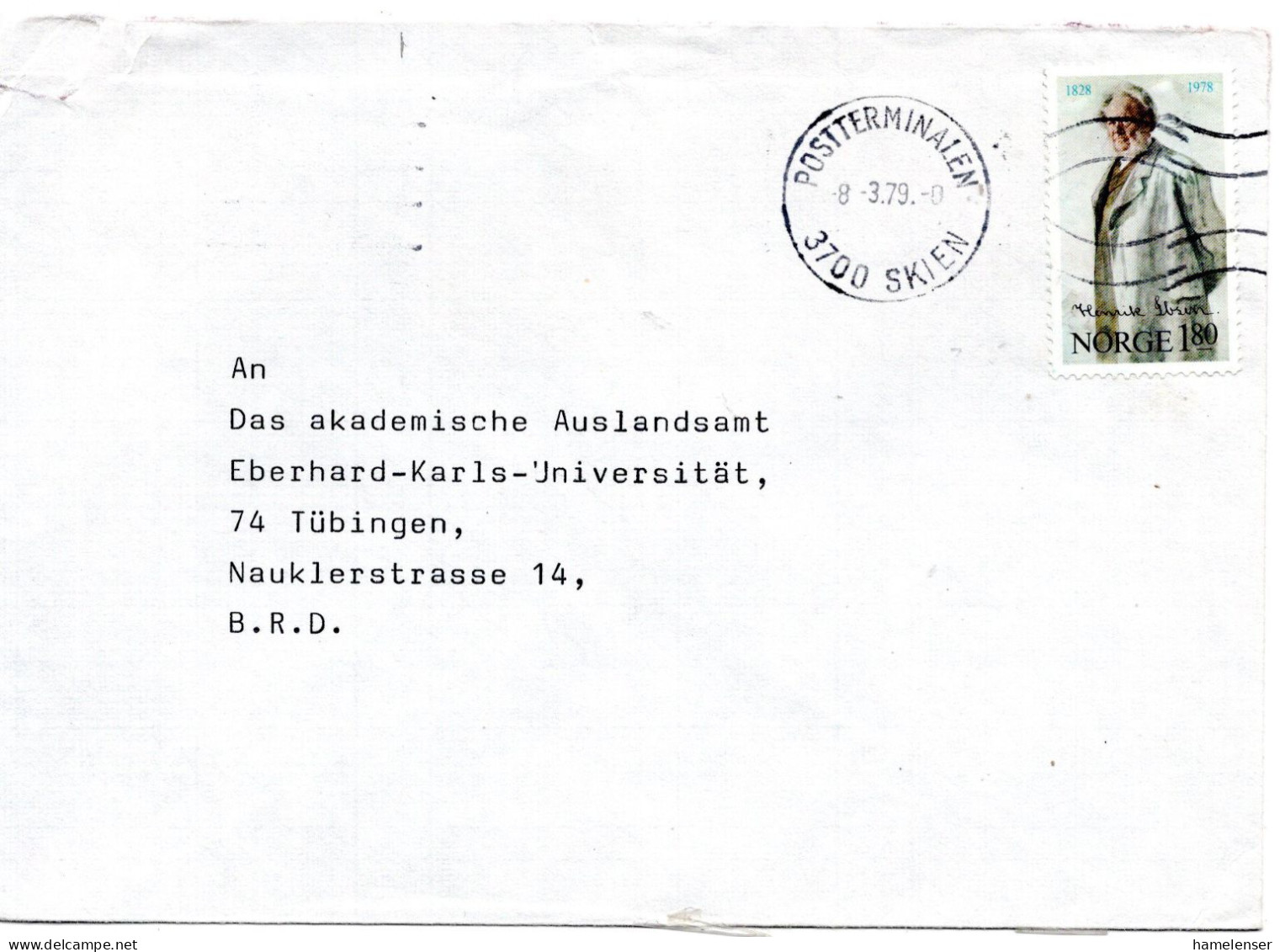 76570 - Norwegen - 1979 - 1,80Kr. Ibsen EF A Bf SKIEN -> Westdeutschland - Storia Postale