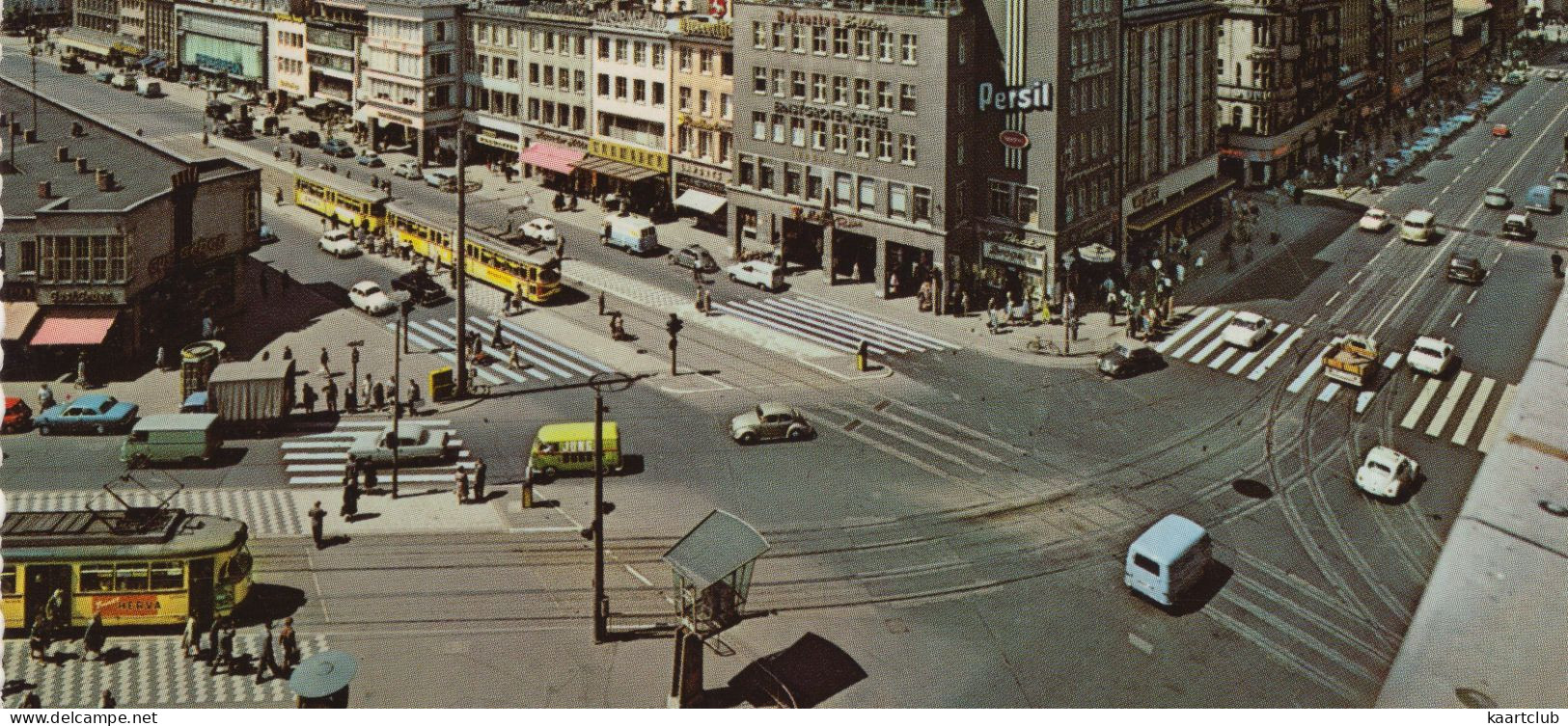 Hannover: TRAM/STRAßENBAHN,VW 1200 KÄFER, KOMBI-BUS, FORD 17M,OPEL REKORD P1, DKW 1000 - City-Panorama - Passenger Cars