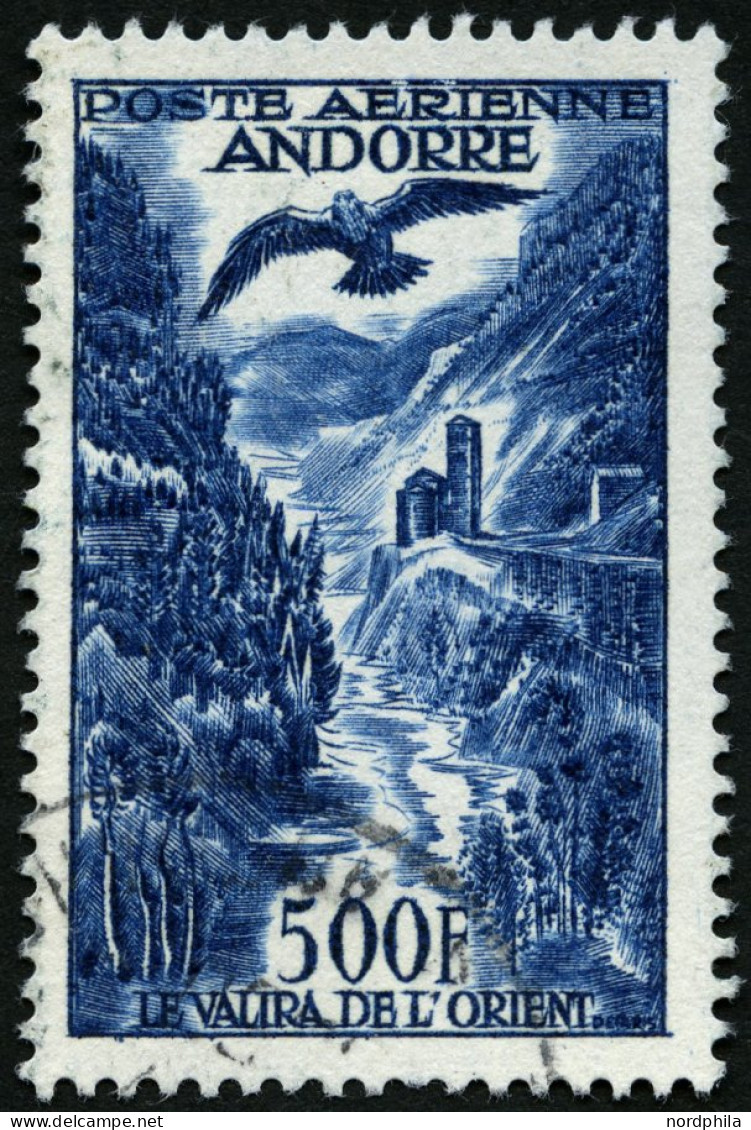 FRANZÖSISCHE-POST 160 O, 1957, 500 Fr. Flugpostmarken, Feinst, Mi. 100.- - Unused Stamps