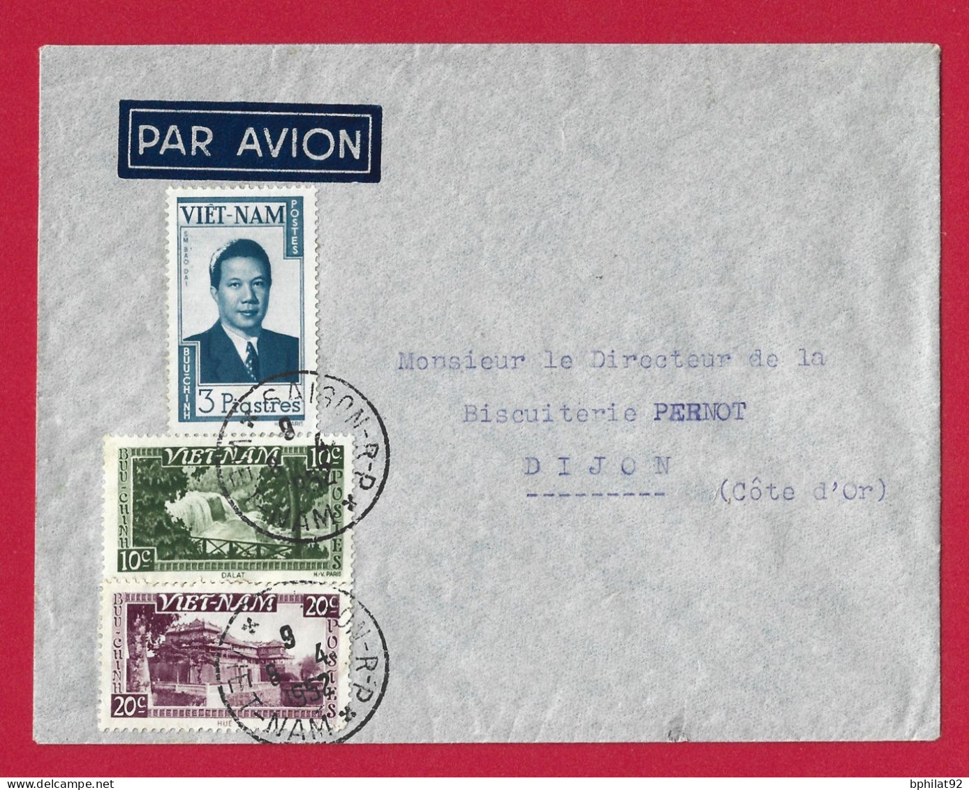 !!! INDOCHINE, LETTRE PAR AVION DE SAIGON, VIÊT-NAM POUR LA FRANCE DE 1952 - Luchtpost