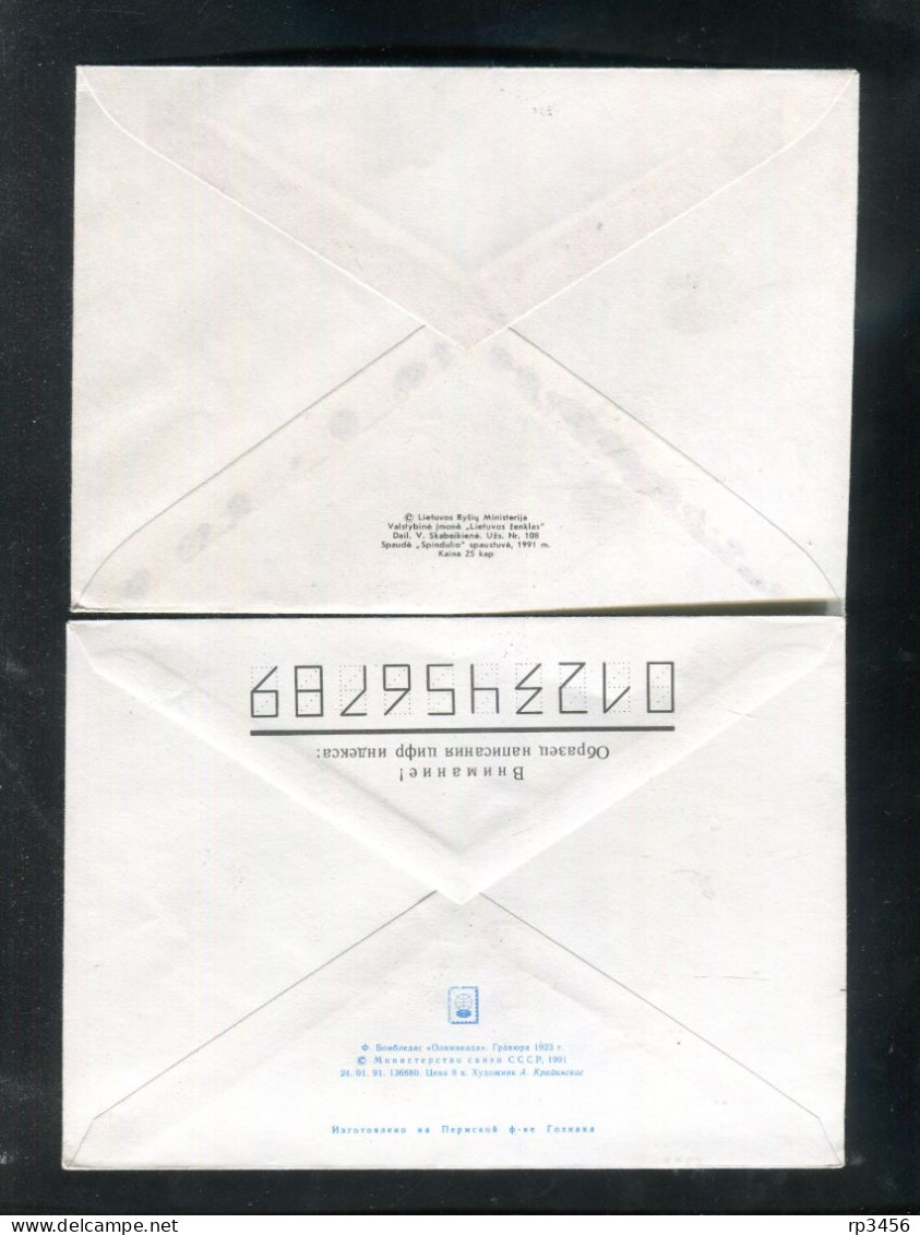 "LITAUEN" 1991/1992, 2 Sonder-Ganzsachenumschlaege Je Mit Zusatzfrankatur Und SSt. (R0123) - Lituania