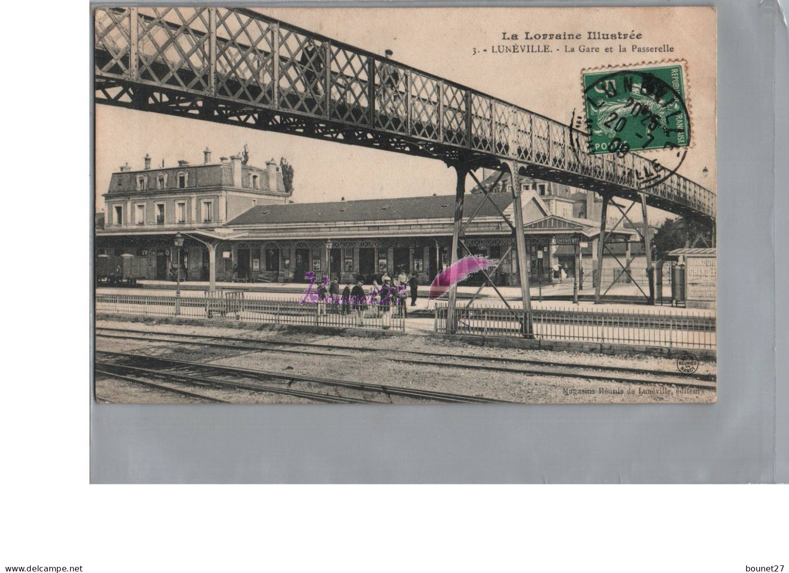 CPA - LUNEVILLE 54 - La Gare Et La Passerelle Très Animé Sur Les Quai 1909 - Luneville