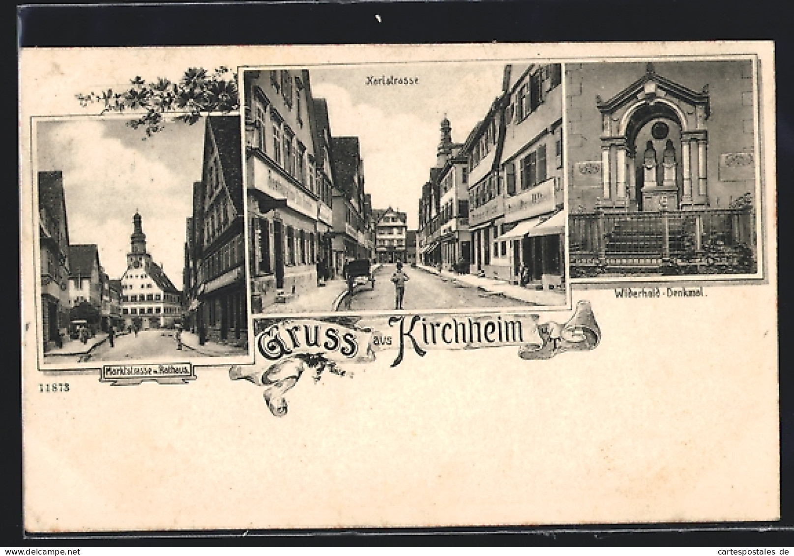 AK Kirchheim / Teck, Karlstrasse, Marktstrasse Mit Rathaus, Widerholt-Denkmal  - Kirchheim