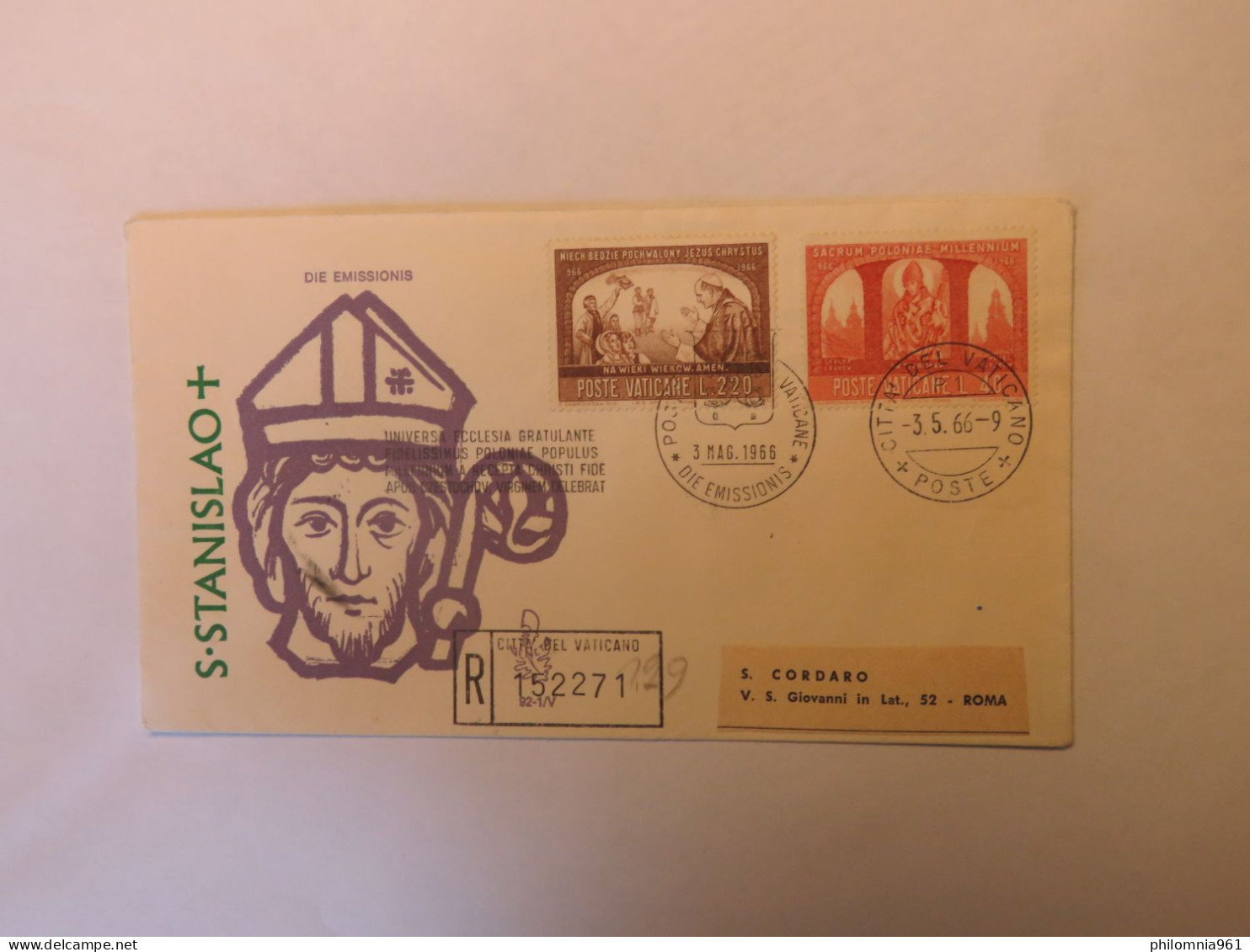 VATICAN S. STANISLAO FDC 1966 - Other & Unclassified