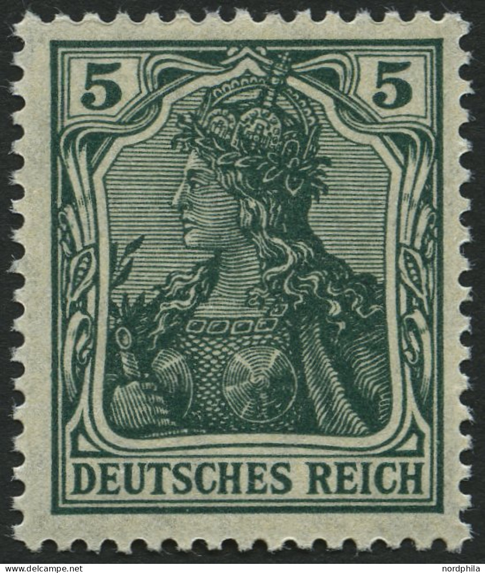 Dt. Reich 85IIe **, 1918, 5 Pf. Schwarzopalgrün Kriegsdruck, Pracht, Gepr. Jäschke, Mi. 400.- - Unused Stamps