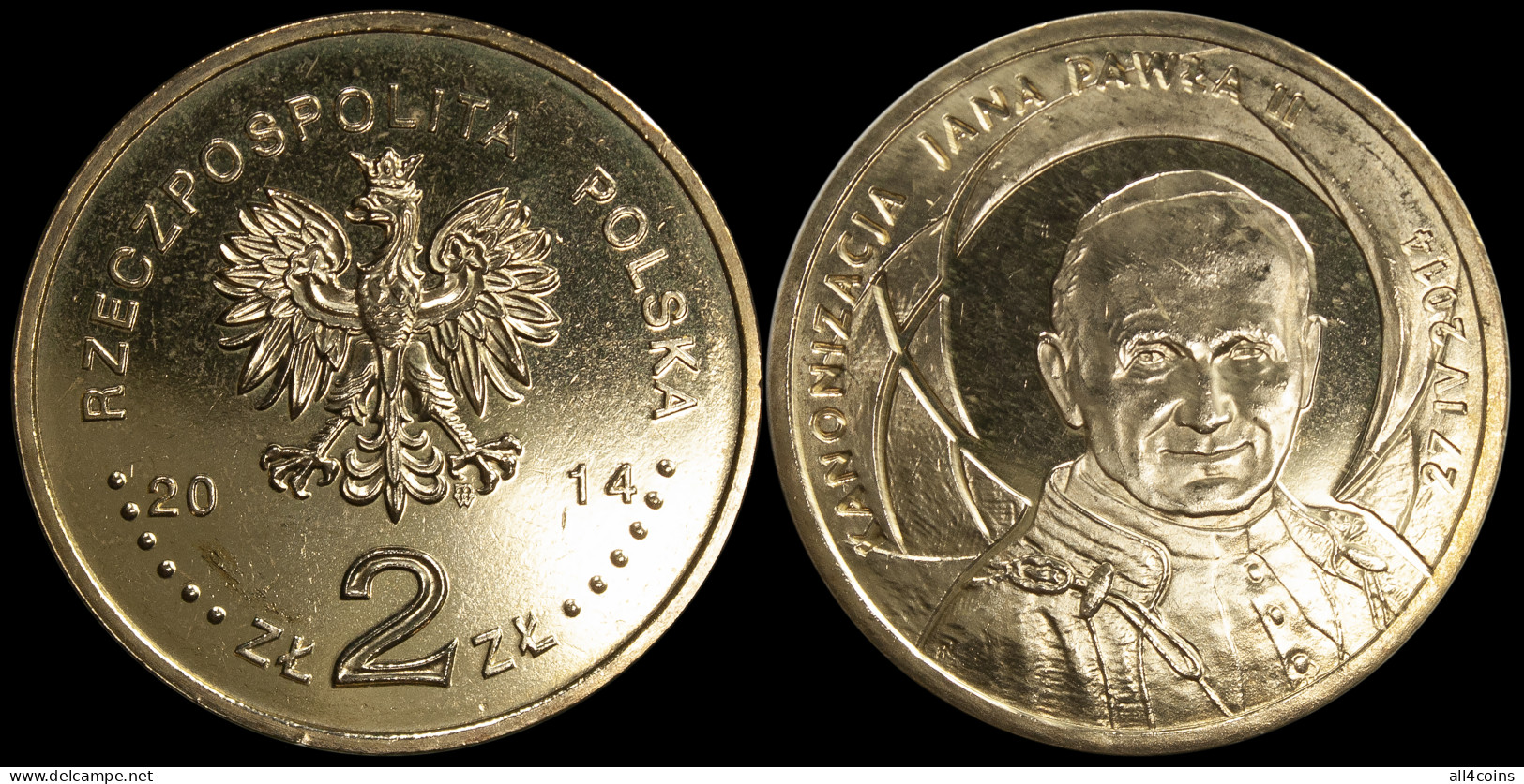Poland. 2 Zloty. 2014 (Coin KM#Y.919. Unc) Canonisation Of John Paul II - Polonia