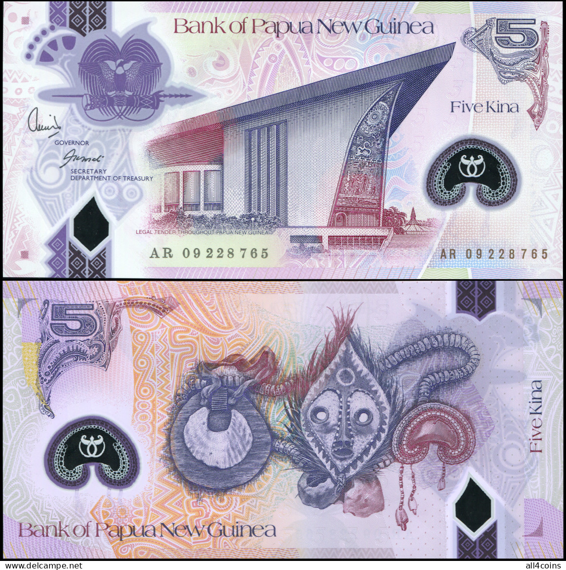Papua New Guinea 5 Kina. 2009 Polymer Unc. Banknote Cat# P.29b - Papouasie-Nouvelle-Guinée