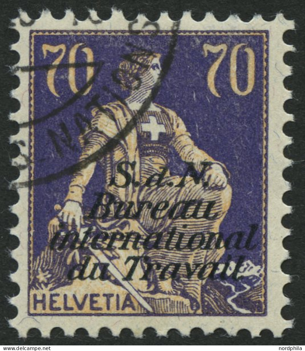 BIT/ILO 20x O, 1924, 70 C. Dkl`blauviolett/mattbraunocker, Normales Papier, Pracht, Mi. 35.- - Officials