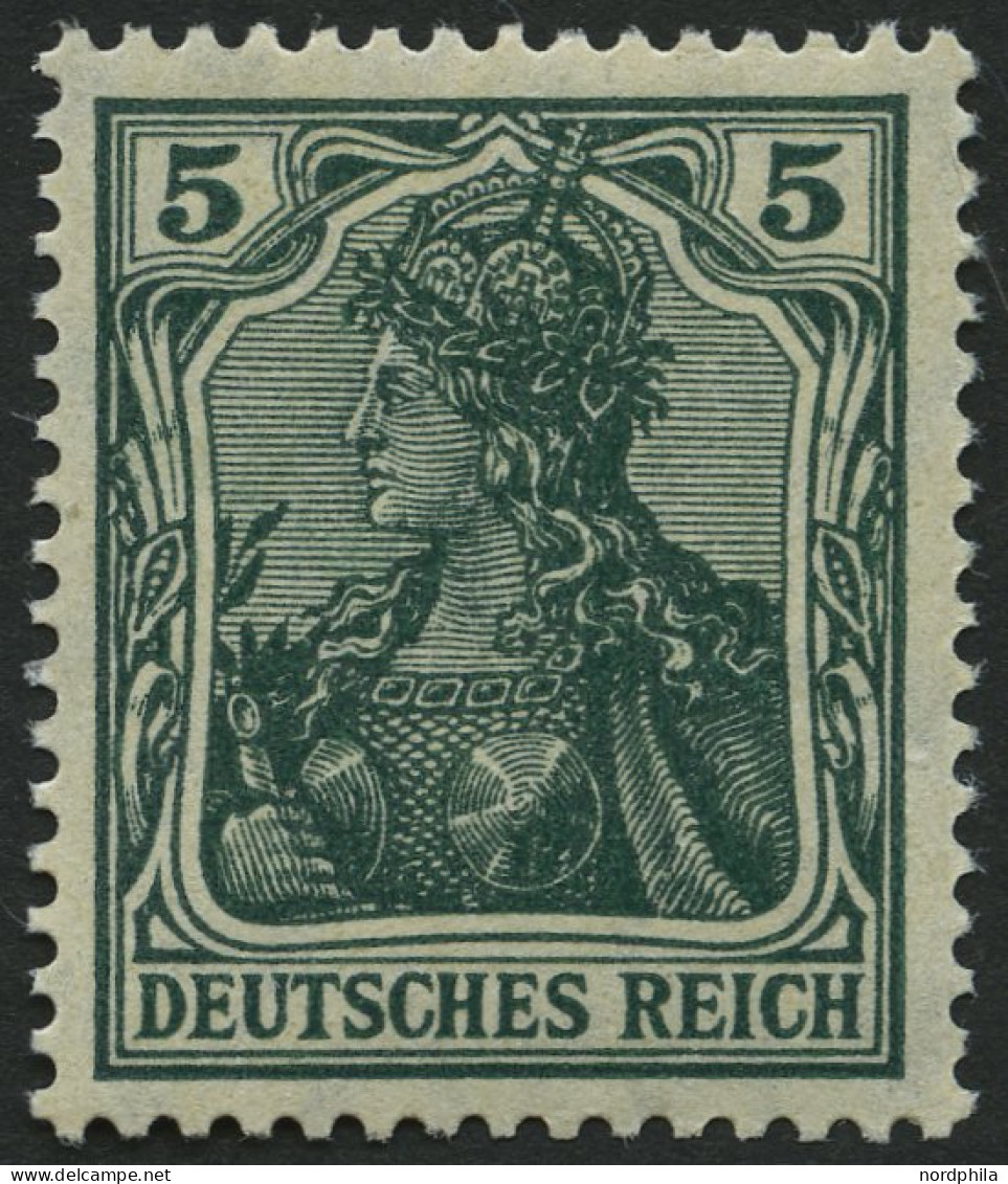 Dt. Reich 85IIe **, 1918, 5 Pf. Schwarzopalgrün Kriegsdruck, Pracht, Gepr. Jäschke, Mi. 400.- - Unused Stamps