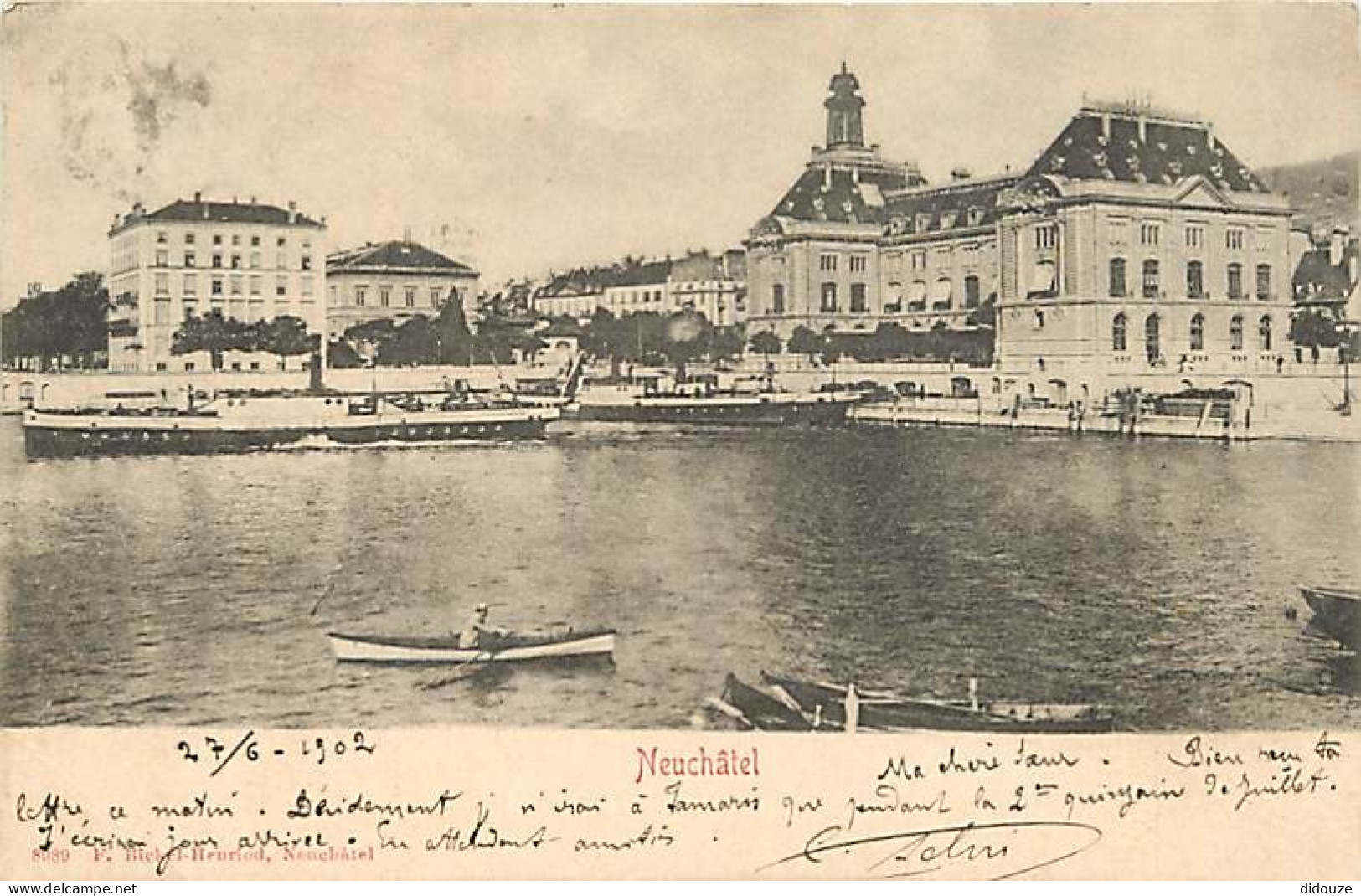 Pays - Suisse - Neuchâtel - Vue Sur Le Lac - Animée - Précurseur - CPA - Oblitération Ronde De 1902 - Voir Scans Recto-V - Autres & Non Classés