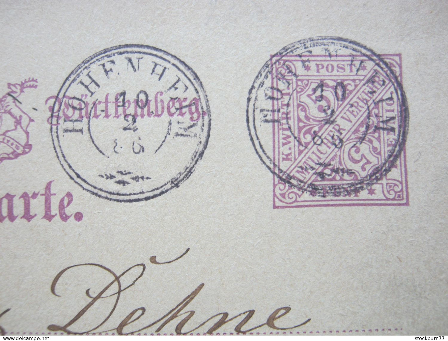1886 , HOHENHEIM , Klarer Stempel Auf Ganzsache - Covers & Documents
