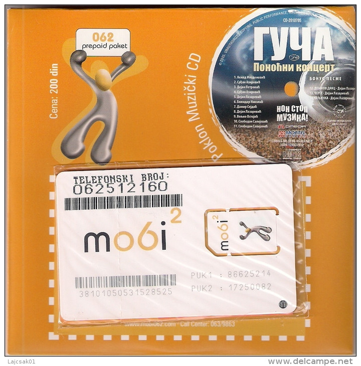 MOBI 2  Serbia  GSM SIM Card With Chip + GUCA Midnight Concert Music CD - Jugoslawien