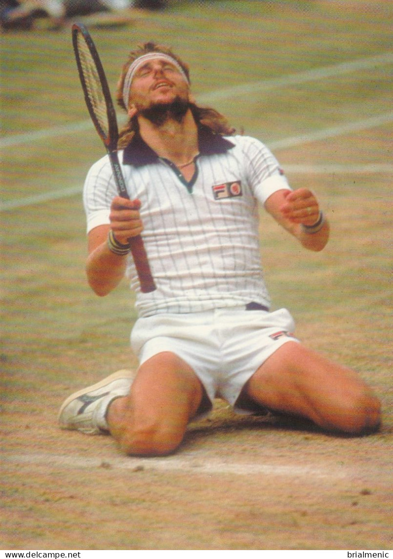 BJÖRN  BORG Vainqueur De Wimbledon 1980 Devant John Mc Enroe ( Carte Format  12 X 17 ) - Tennis