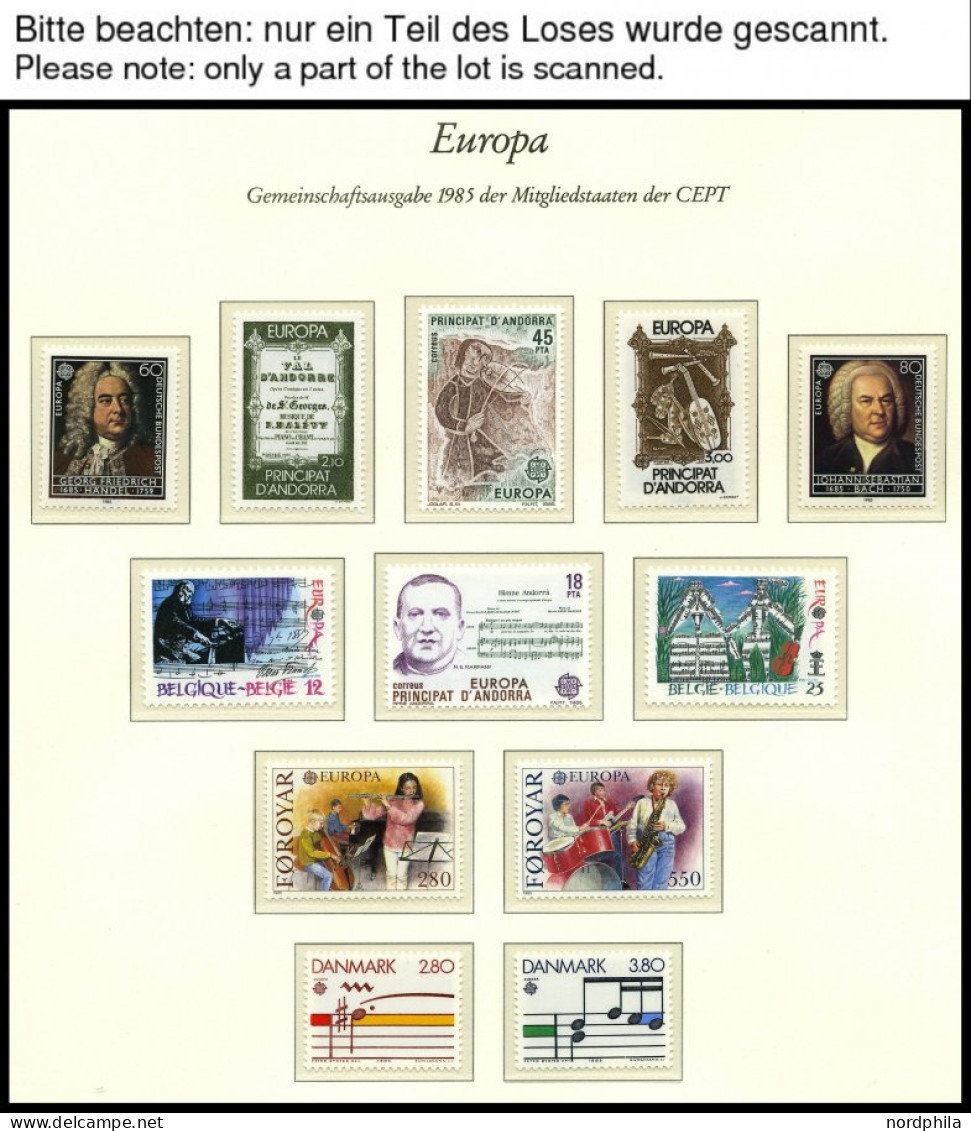 EUROPA UNION **, 1985, Jahr Der Musik, Kompletter Jahrgang, Pracht, Mi. 189.90 - Colecciones