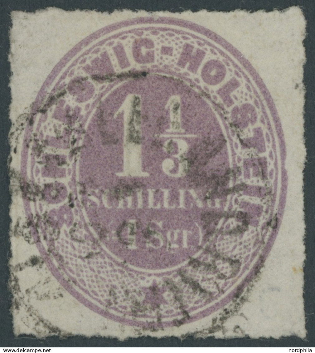 SCHLESWIG-HOLSTEIN 10 O, 1865, 1 1/3 S. Violettbraun, Pracht, Signiert, Mi. 150.- - Schleswig-Holstein