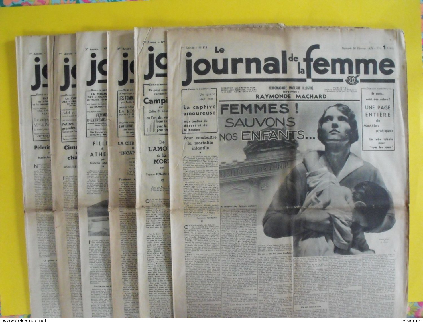 6 N° De Le Journal De La Femme De 1935. Revue Féminine Grand Format. Raymonde Machard - 1900 - 1949