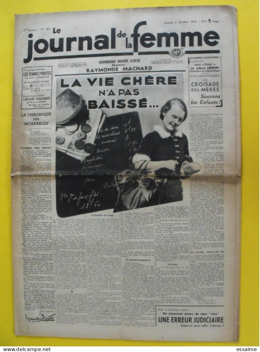 6 N° De Le Journal De La Femme De 1935. Revue Féminine Grand Format. Raymonde Machard - 1900 - 1949