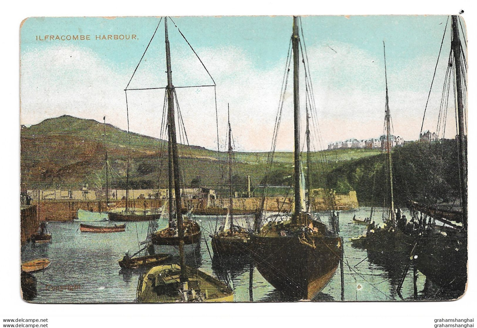 Postcard UK England Devon Ilfracombe Harbour Sailing Fishing Boats Posted 1920s/1930s ? - Ilfracombe