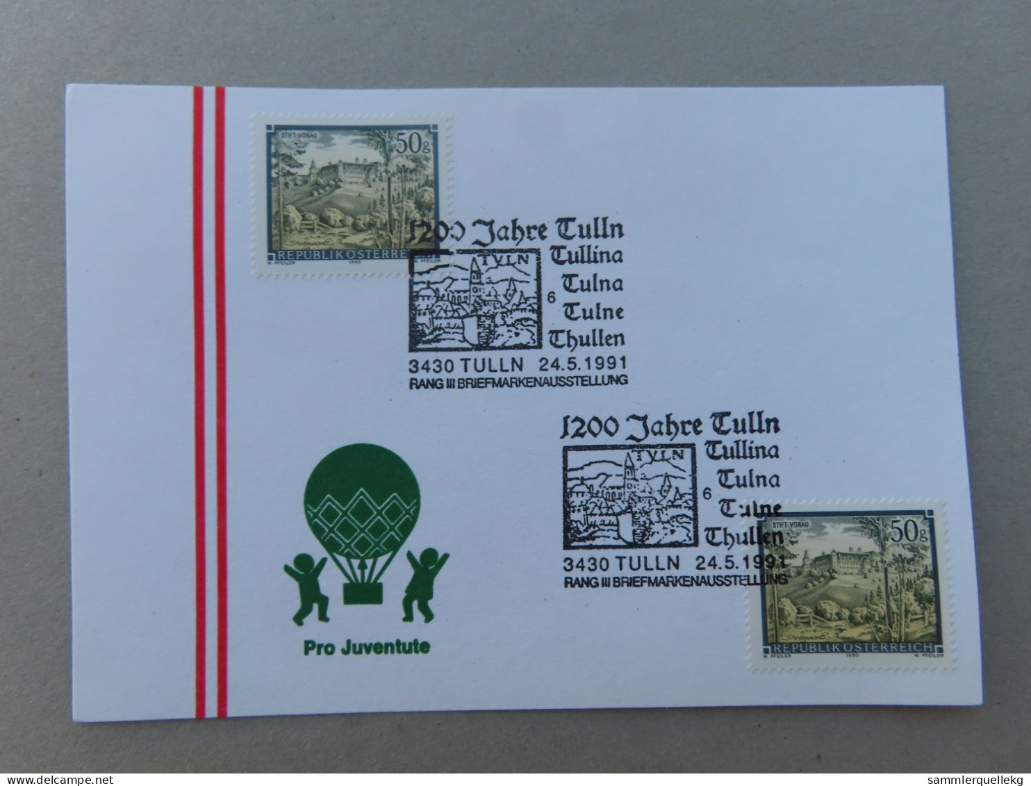 Österreich Pro Juventute - Mit Sonderstempel 24. 5. 1991, 1200 Jahre Tulln (Nr. 11) - Sonstige & Ohne Zuordnung