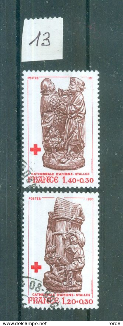 FRANCE - N°2116 Et 2117 Oblitéré - Au Profit De La Croix-Rouge. Stalles De La Cathédrale D'Amiens (détails). - Used Stamps