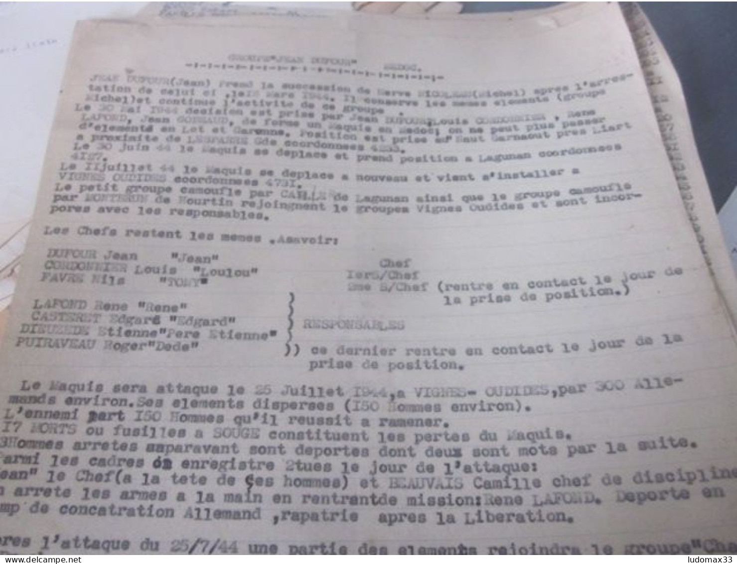 Dossier Du Groupe Jean Dufour Medoc ,actions ,adherents - Dokumente
