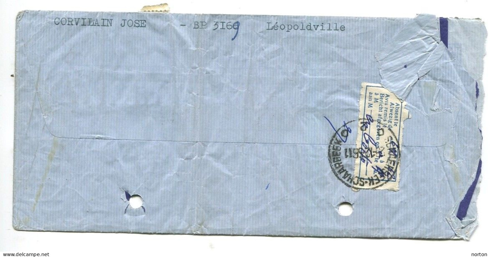Congo Léopoldville 1 Oblit. Keach 12B(F)1 Sur C.O.B. 291 + 317 Sur Lettre Recommandée Vers Schaerbeek Le 27/12/1956 - Cartas & Documentos