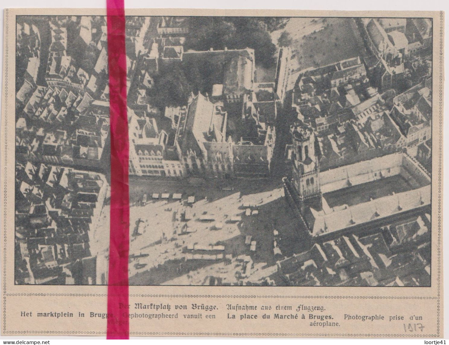 Brugge - Luchtfoto Markt - Orig. Knipsel Coupure Tijdschrift Magazine - 1917 - Non Classés