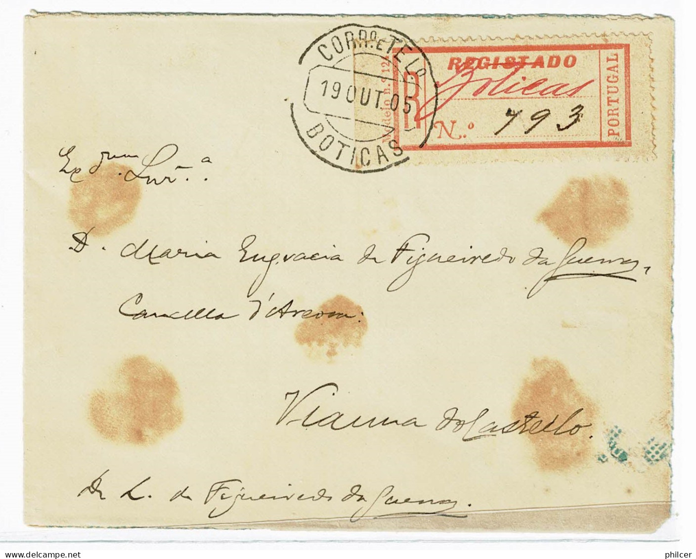 Portugal, 1905, # 141, Boticas-Viana Do Castelo - Lettres & Documents