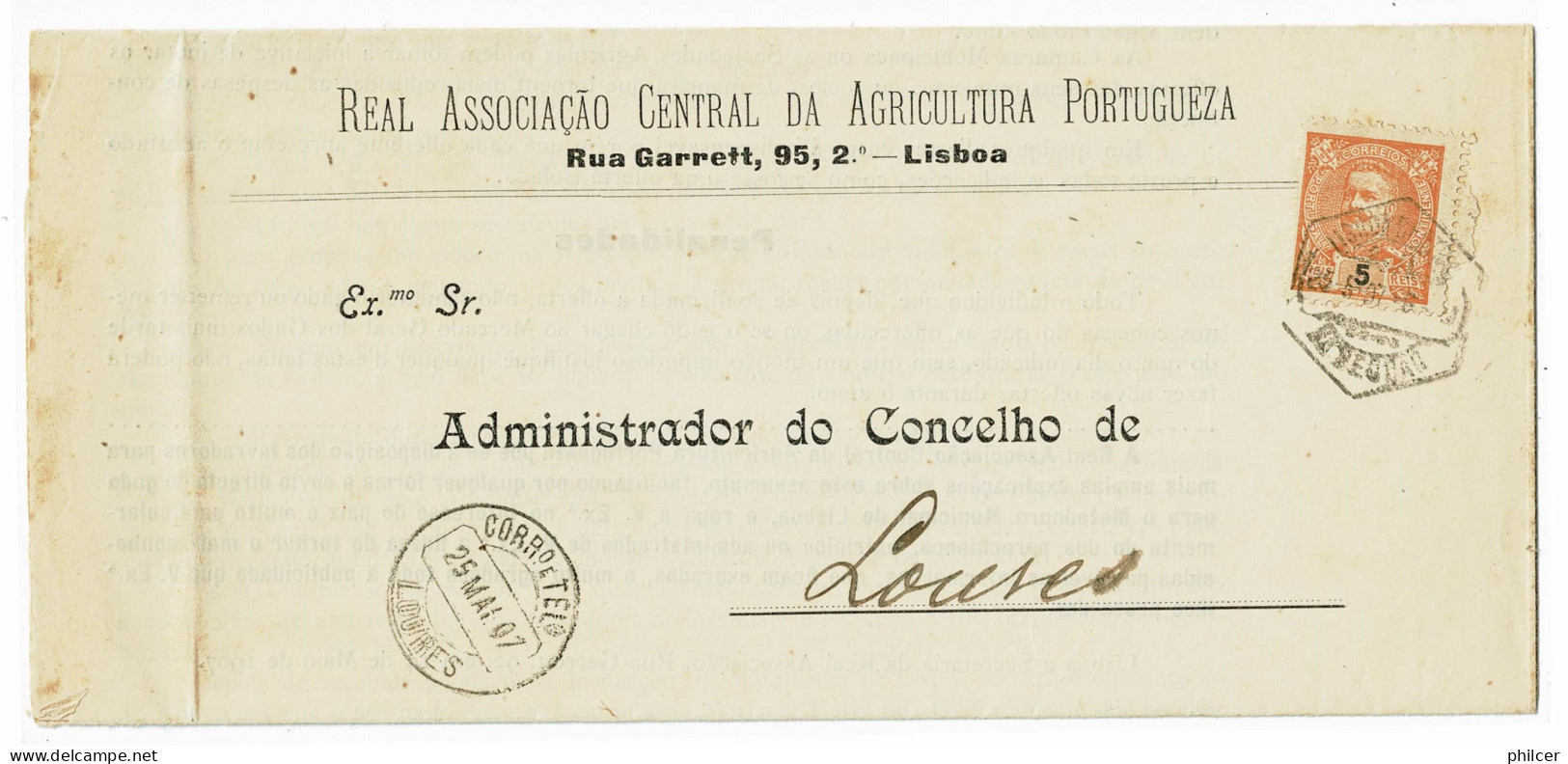 Portugal, 1907, Para Loures - Storia Postale