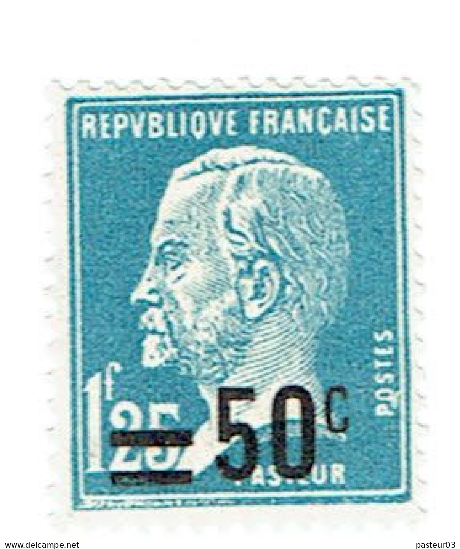 222 Pasteur 50 C. Sur 1,25 F. Bleu Luxe - 1922-26 Pasteur