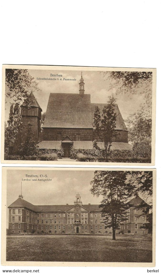 Polen Polska   2 X BEUTHEN BYTON AMTSGERICHT + KIRCHE Nr 999d1 - Polonia