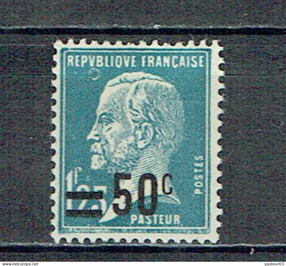 222 Pasteur 50 C. Sur 1,25 F. BleuAnneau Lune Charnière - 1922-26 Pasteur