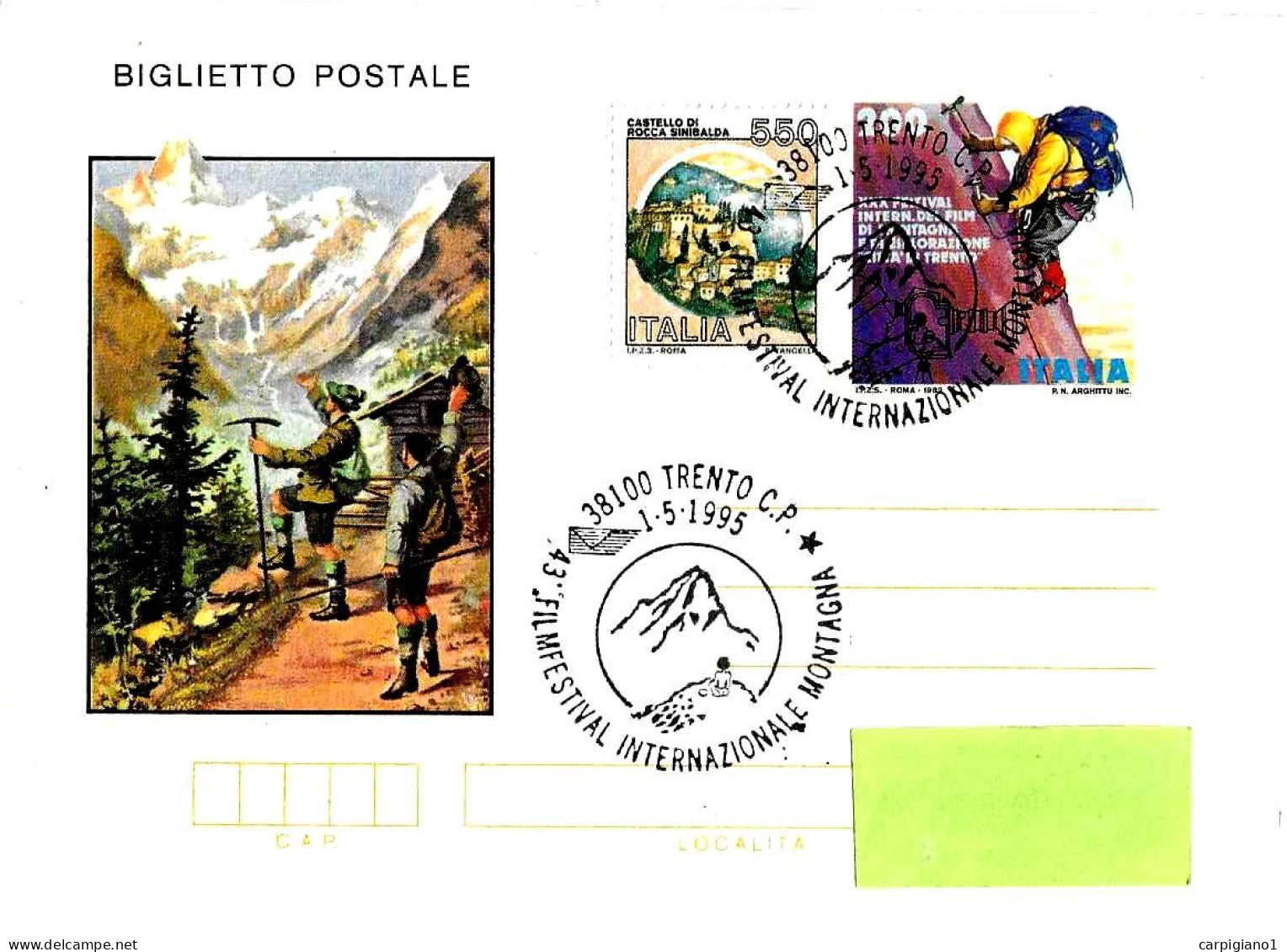 ITALIA ITALY - 1995 TRENTO 43° FILMFESTIVAL Della Montagna Su Biglietto Postale BP XXX Filmfestival - 8296 - 1991-00: Marcofilie