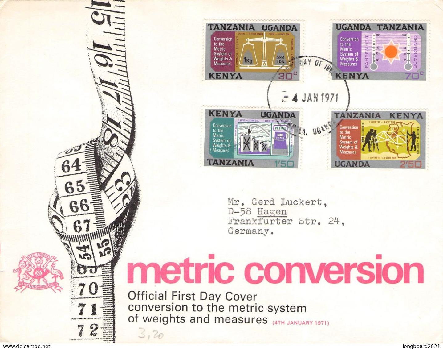 KENYA, UGANDA, TANZANIA - FDC 1971 METRIC CONVERSION / 5072 - Kenya, Oeganda & Tanzania